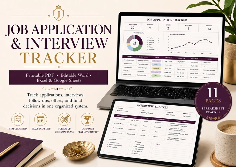 Job application and interview tracker preview